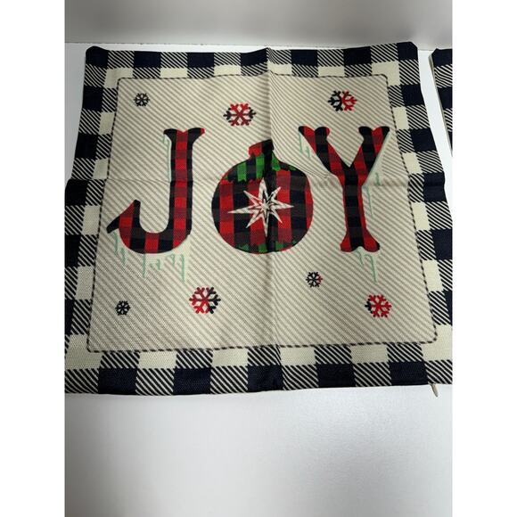 Christmas Throw Pillow Zippered Covers Lot of Two Buffalo Check Farmhouse New - Picture 2 of 6